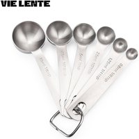 6pcs/set Food-grade Stainless Steel Measuring Spoon Set Sugar Coffee Powder Spice Measure Scoop Kitchen Baking Tools Accessories