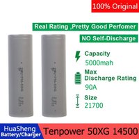 New Battery Tenpower INR 21700 lithium Ion Battery 50XG Max 90A Discharge 5000mah Capacity 3.6 voltage For Fan Power Tool