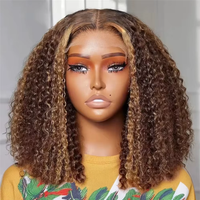 Curly Vietnamese Highlight Bob Wigs Deep Wave Short Bob Wig 4/27 Color 13x4 Lace Front Wig Bob 100% Human Hair Lace Frontal Wigs