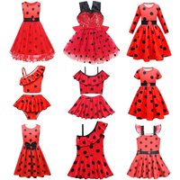 Carnival Halloween Cosplay Costume Princess Girl Dress Tutu Wedding Party Red Bug black Dot Clothes for Kids Dresse 2-10Y