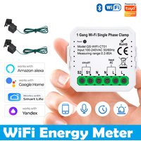 Tuya Smart Energy Meter Monitor Module WiFi Energy Clamp Bidirectional Meter 80A Current Transformer Real-Time Electricity Meter