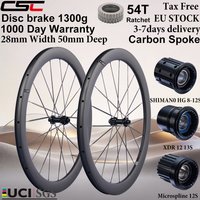 CSC 700C UCI 1300g Carbon-Speichenräder Scheibenbremse Rennrad Carbon-Laufradsatz 50x28mm 54T Ratchet Center Lock für Gravelbike