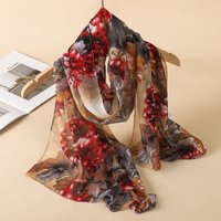 2026 Spring Thin Soft Chiffon Scarves Women Floral Print Beach Silky Georgette Scarf Foulard Femme Shawls Beach Sunscreen Hijab
