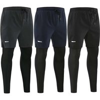 Men's Running Pants Compression Sport Tights 2 In 1 Quick Dry Fitness Gym Leggings Male Sportswear Workout Training Trousers