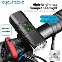Bicycle Lamp Front Bike Light with Horn TYPE-C Rechargeable Bicycle Headlight Flashlight Bike Bell MTB Road Cycling Accessories