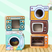 Fun Cat House Large Cat Scratching Post Vintage TV Radio Cat Scratcher Scraper Bed Toy for Cats Scratching Board Indoor Cat Toy