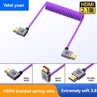 Portable Spring Coiled HDMI-Compatible2.1 Cable Mini to Micro HDMI-compatible Adapter 8K@60Hz for DV Camera Monitor TV 4K@120Hz