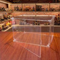 Clear Acrylic Display Case with Door Dustproof Storage Box Compatible with Lego Building Blocks Action Figures Collectibles