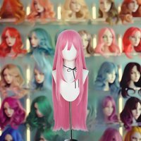 Extra-Long Pink Bangs Wig Synthetic Fiber Heat-Resistant Anime Character Cosplay Party Wig