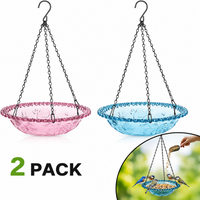 2-Pack Hanging Bird Feeder with Water & Bath Tray, 3-in-1 Outdoor Bird Feeder, Adjustable Metal Chain Hook