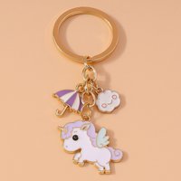 Cute Enamel Animal Horse Keychain Unicorn Key Ring Pendant for Car Key Holder Women Girls Handbag Accessories DIY Jewelry Gift