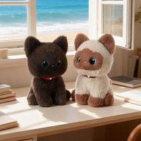 20/25/35cm Lovely Black Cat Siamese Cat Milk Cat Plush Toys Kawaii Cat Dolls for Birthday Christmas Gift