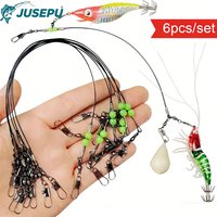 6pcs Sea Fishing Hook Fishing Group Boat Fishing Anti Entanglement Eight Belt Hook Line Group Squid Hook Balance