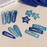 Blue Series Hair Clip Gradient Color Bangs Side Clips Metal Snap Hairpin Heart Star Headwear Sweet Hair Accessories