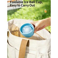 2026 New Portable Foldable Ice Ball Cup with Built-in Straw, Food-Grade Silicone Ice Maker Mold, Summer Outdoor Travel Tumbler