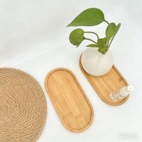 Large Round Bamboo Flower Pot Tray for Home Use, Succulent Plant Water Catcher, Kitchen Leak-Proof Base Tray
