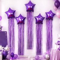 Five pointed star balloon and tassel rain curtain set for birthday parties, weddings, showers, party decorations