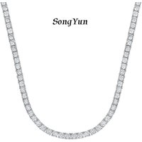 SY Brand Jewelry 925 Sterling Silver Tennis Necklace D Color VVS1 Moissanite Diamond Chain Necklaces Women Men S925 Jewelry