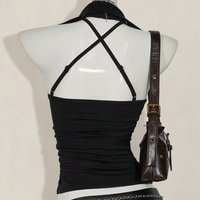High Street Halter Y2k Goth Punk 90s Backless Vintage Aesthetics Harajuku Sexy Slim Crop Top Summer Hot Girl Chic Grunge Emo Tee