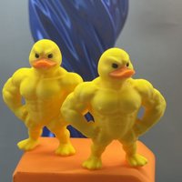 Muscle Yellow Duck Toy Funny Standing Duck Home Decor Desktop Ornament Gift for Friends Model