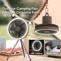 Portable Camping Fan With LED Lighting Multifunctional Outdoor Electric Ceiling Fan USBRechargeable Desktop Wireless Cooling Fan