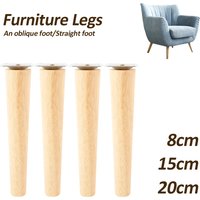 4 Stück Massivholz-Möbelbeine, Höhe 8/15/20/25 cm, schräg/gerade, für Sofa, Bett, Schrank, Tisch, Stuhl, Ersatzfüße, schräger Fuß