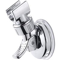 1Pc Adjustable Strong Suction Cup Shower Rack No Drill Removable Shower Head Bracket Silver Bathroom Nozzle Fixed Base