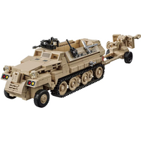 Army Military Soldiers SWAT Half Tracked Armor Vehicle Trailer Assemble Building Blocks Bricks