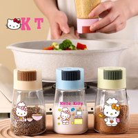Hello Kitty Sanrio Kitchen Seasoning Bottle Kitchen Salt and Pepper Shakers Precise Quantitative Push Type Seasoning Bottle Tool