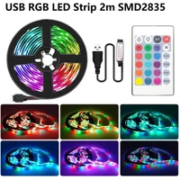 2m DC5V USB LED Strip Lights 2835 RGB LED Lights Tape Ribbon TV Background Lighting Home Room Decoration Lamp IR Remote Control