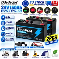 24V 150Ah LiFePO4 wiederaufladbare Lithiumbatterie mit integriertem BMS, Mehrfachschutz, 8000+ Zyklen, EU-Schnellversand für Solarstromspeicher, Wohnmobile, Boote, Marinefahrzeuge, Offroad-Touren,