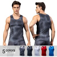 Men's Compression Fitness Tights Tank Top Quickly Dry Sleeveless Gym training vest Summer Cool Men's Running Vest Sport Shirt