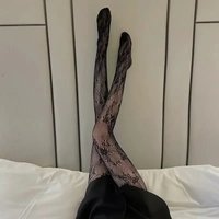 Kawaii Gothic Hollow Out Pantyhose Lolita Fishnet Stockings Women Spicy Girl Black White Sexy Thin Ins Tide Lace Tights