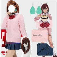 Anime Dandadan Momo Ayase Cosplay Costume Wig Sweater Skirt School Uniform Earrings Choker Socks Christmas Party for Girls Women