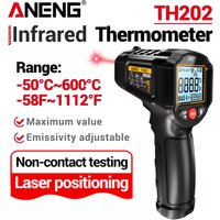 Intelligent infrared thermometer gun 50℃~600℃ laser positioning baking industrial household digital thermometer ANENG TH202