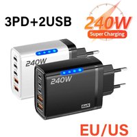 240W 5 Ports USB C PD Charger Quick Charge 3.0 Type C USB Charger Fast Charging Adapter For iPhone Samsung Xiaomi Huawei Tablet