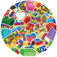 10/30/50Pcs Cartoon colored Building blocks graffiti stickers For Suitcase Skateboard Laptop Luggage Phone Styling DIY Decal