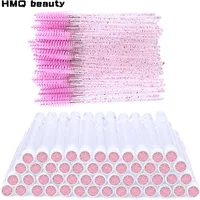 50PCS Disposable Eyelash Brushes Tubes With Lash Mascara Wands Sparkling Lash Spoolies Brush Container Dust-proof Makeup Tool