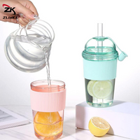 (ZYDD01) 1Pcs 430/520/630ML Transparent Coffee Mug With Lid and Straw Pearl Milk Tea Juice Plastic Cup For Home Bar Drinkware