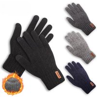 AliExpress NONE Touch Screen Gloves Winter Warm Thermal Women Men Thickened Knitted Fleece Full Finger Cold Weather Outdoor Cycling Skiing
