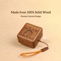 For Samsung Galaxy Buds4 Pro / Buds4 Walnut Wood Earbuds Case, Solid Wood Split Design Protective Cover with Hand Strap