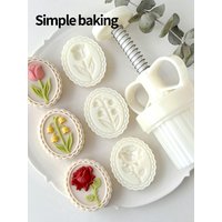 3D Floral Mooncake Mold Rose Lily Tulip Cookie Press Stamp Mung Bean Cake Mold Maamoul Press DIY Kitchen Pastry Baking Gadget