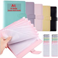 A6 PU Leather Budget Binder Notebook Cash Envelopes System Set with Binder Pockets For Money Budgets Saving Bill Organizer Gifts