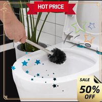 Stainless Steel Handle Toilet Brush Set, Household Wall-Mounted Storage Rack, Dead-Corner-Free Bathroom Cleaning Brush