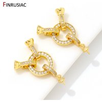 18K Gold Plated Brass Lock Clasps With Pearl Pendant Mounting Findings,Fasteners For Bracelets,Connectors For Jewelry Making