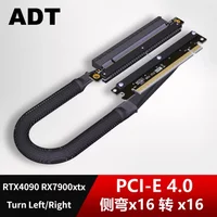 ADT New Dual Reverse Riser Cable Right & Left Bend Cable PCIE 4.0 X16 256Gbps GPU Extension Adapter for A4 ITX RTX 4090 RX7900xt