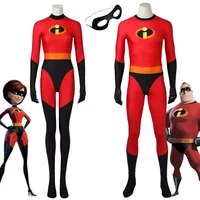 Mr Mrs Incredibles Cosplay Costume Anime The Incredibles Red Jumpsuit Bodysuit Mask Full Set Halloween Costumes for Women