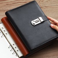 Retro A5 Notebook with Password Lock Business Office Loose leaf Notepad Card Slot Planners Travel Daily