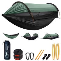 Outdoor Camping Hammock with Sunshade Mosquito Net Anti-Rollover Portable 2 in 1 Canopy Hanging Bed Camping Shelter