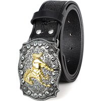 Vintage trendy horse head alloy buckle belt for men, personalized and creative ethnic style belt, EU cross-border bestseller